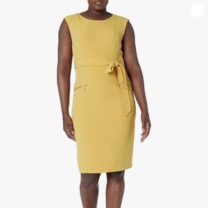 KASPER Belted Cap-Sleeve Sheath Dress: size 14W